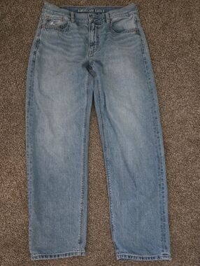 American Eagle Blue Denim Jeans - Straight Fit, Ex Boyfriend